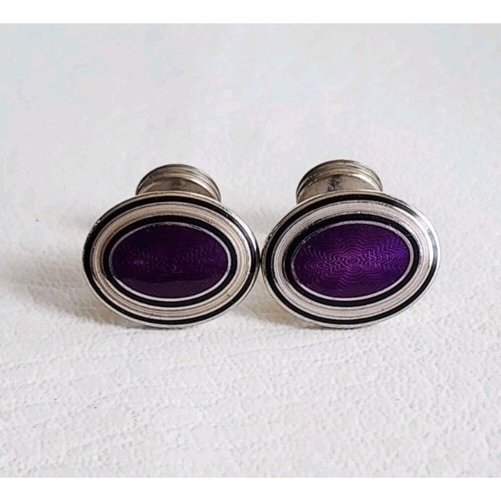 Cufflinks Genuine Charles Tyrwhitt Blue Enameled Silver-Plated Square Made in UK